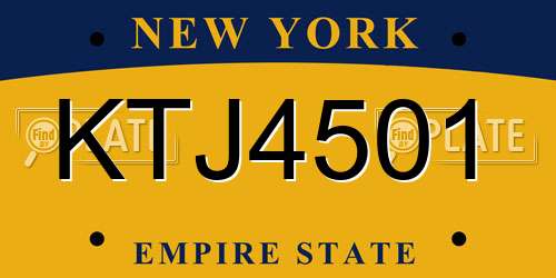 KTJ4501 New York License Plate