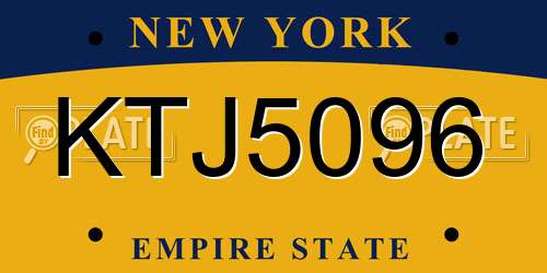 KTJ5096 New York License Plate