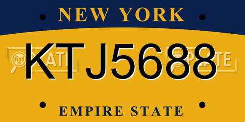 KTJ5688 New York License Plate
