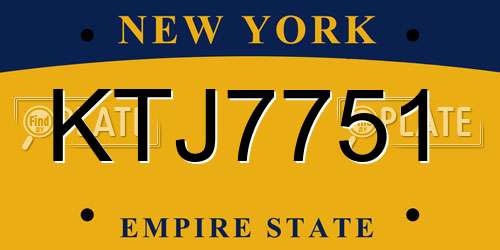 KTJ7751 New York License Plate