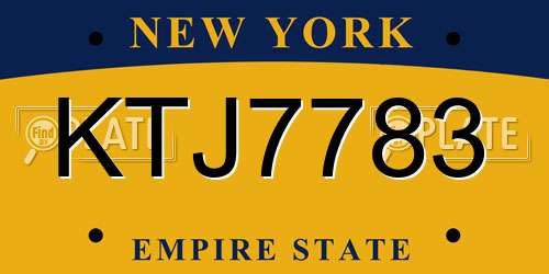 KTJ7783 New York License Plate