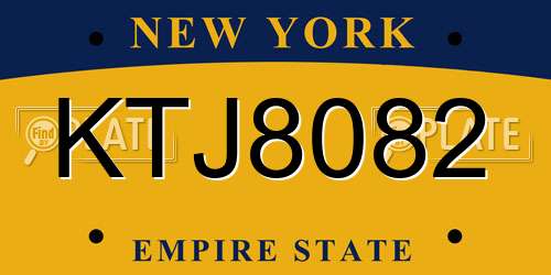 KTJ8082 New York License Plate