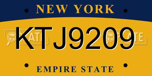KTJ9209 New York License Plate