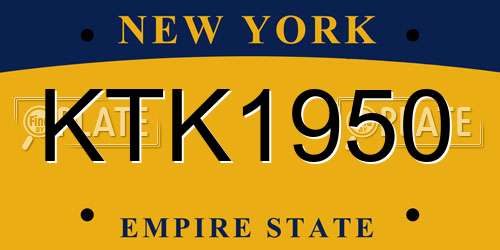 KTK1950 New York License Plate