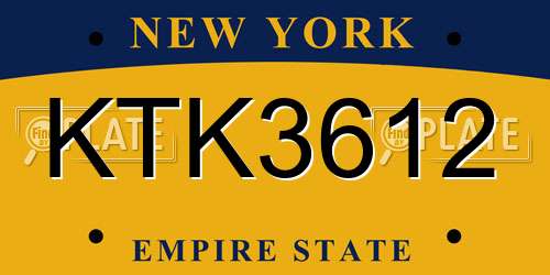 KTK3612 New York License Plate