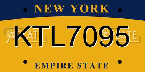 KTL7095 New York License Plate