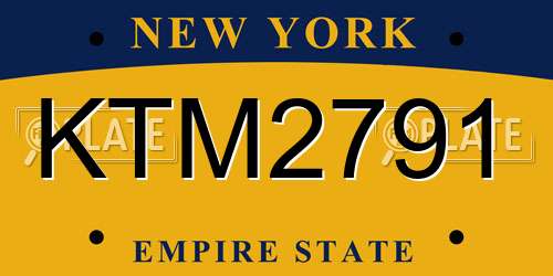 KTM2791 New York License Plate