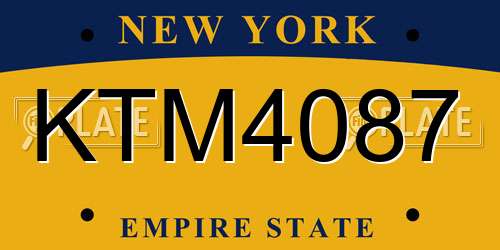 KTM4087 New York License Plate