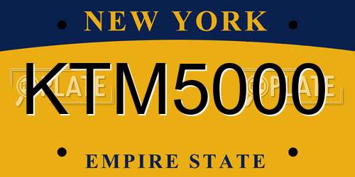 KTM5000 New York License Plate