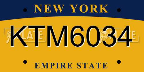 KTM6034 New York License Plate