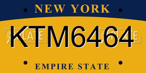 KTM6464 New York License Plate
