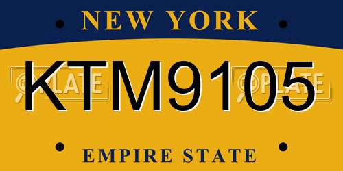 KTM9105 New York License Plate