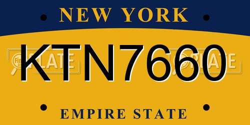 KTN7660 New York License Plate