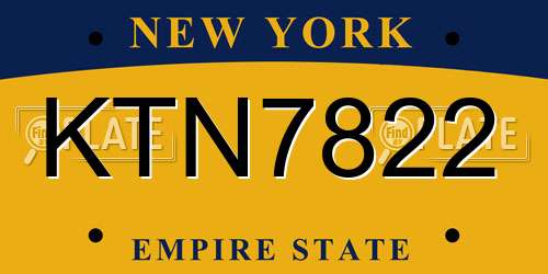 KTN7822 New York License Plate