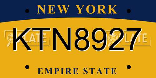 KTN8927 New York License Plate