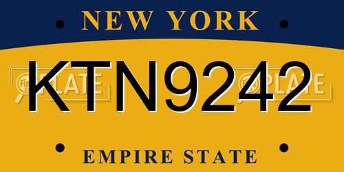 KTN9242 New York License Plate