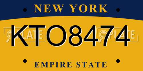 KTO8474 New York License Plate