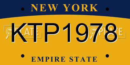 KTP1978 New York License Plate