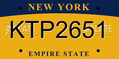 KTP2651 New York License Plate