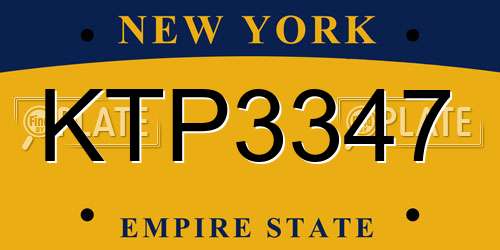 KTP3347 New York License Plate