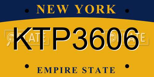 KTP3606 New York License Plate