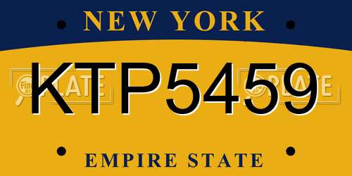 KTP5459 New York License Plate