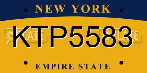 KTP5583 New York License Plate