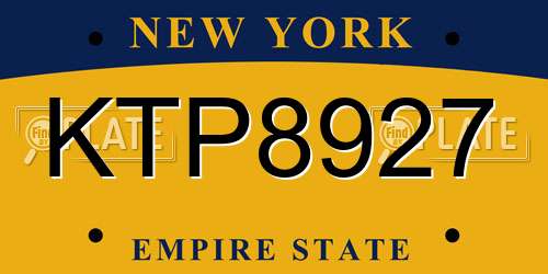 KTP8927 New York License Plate