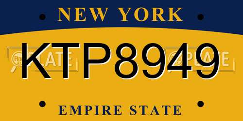 KTP8949 New York License Plate