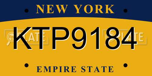KTP9184 New York License Plate