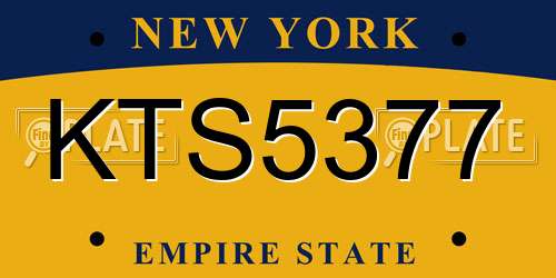 KTS5377 New York License Plate