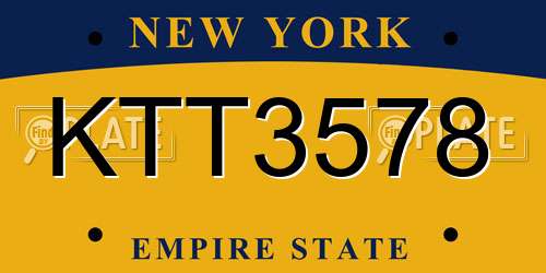 KTT3578 New York License Plate