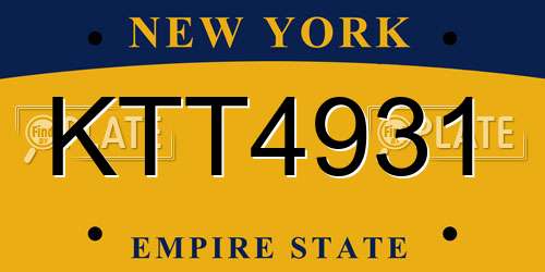 KTT4931 New York License Plate