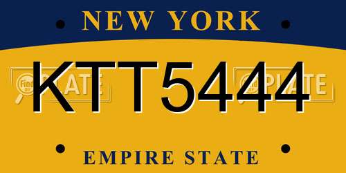 KTT5444 New York License Plate