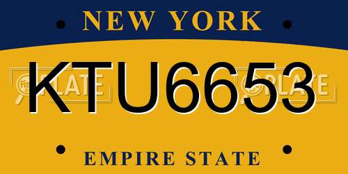 KTU6653 New York License Plate