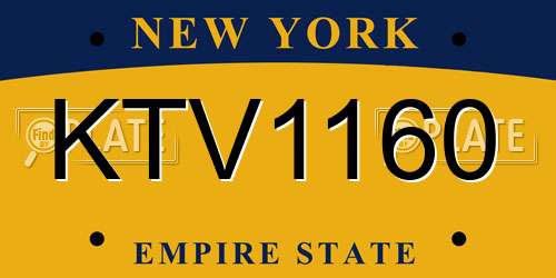 KTV1160 New York License Plate