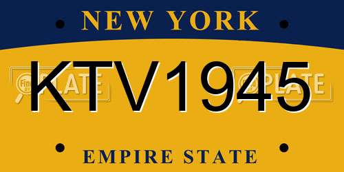 KTV1945 New York License Plate