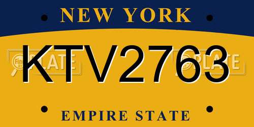 KTV2763 New York License Plate