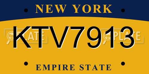 KTV7913 New York License Plate