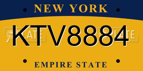KTV8884 New York License Plate
