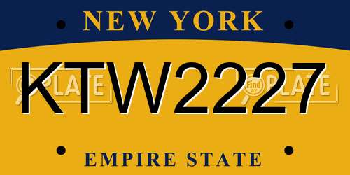 KTW2227 New York License Plate