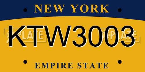 KTW3003 New York License Plate