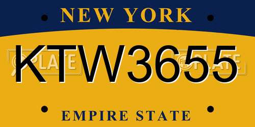 KTW3655 New York License Plate