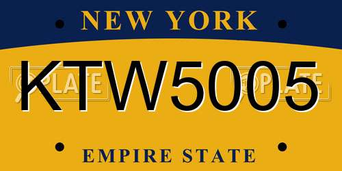 KTW5005 New York License Plate