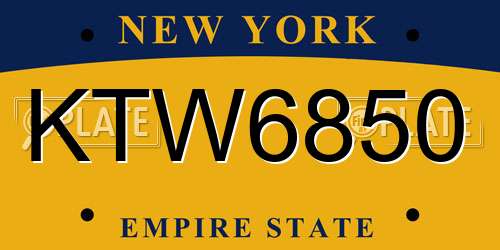 KTW6850 New York License Plate