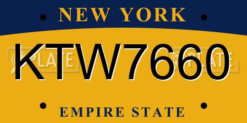 KTW7660 New York License Plate