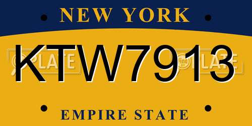 KTW7913 New York License Plate