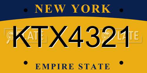 KTX4321 New York License Plate