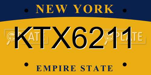 KTX6211 New York License Plate