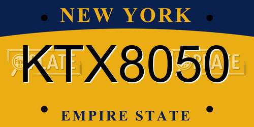 KTX8050 New York License Plate